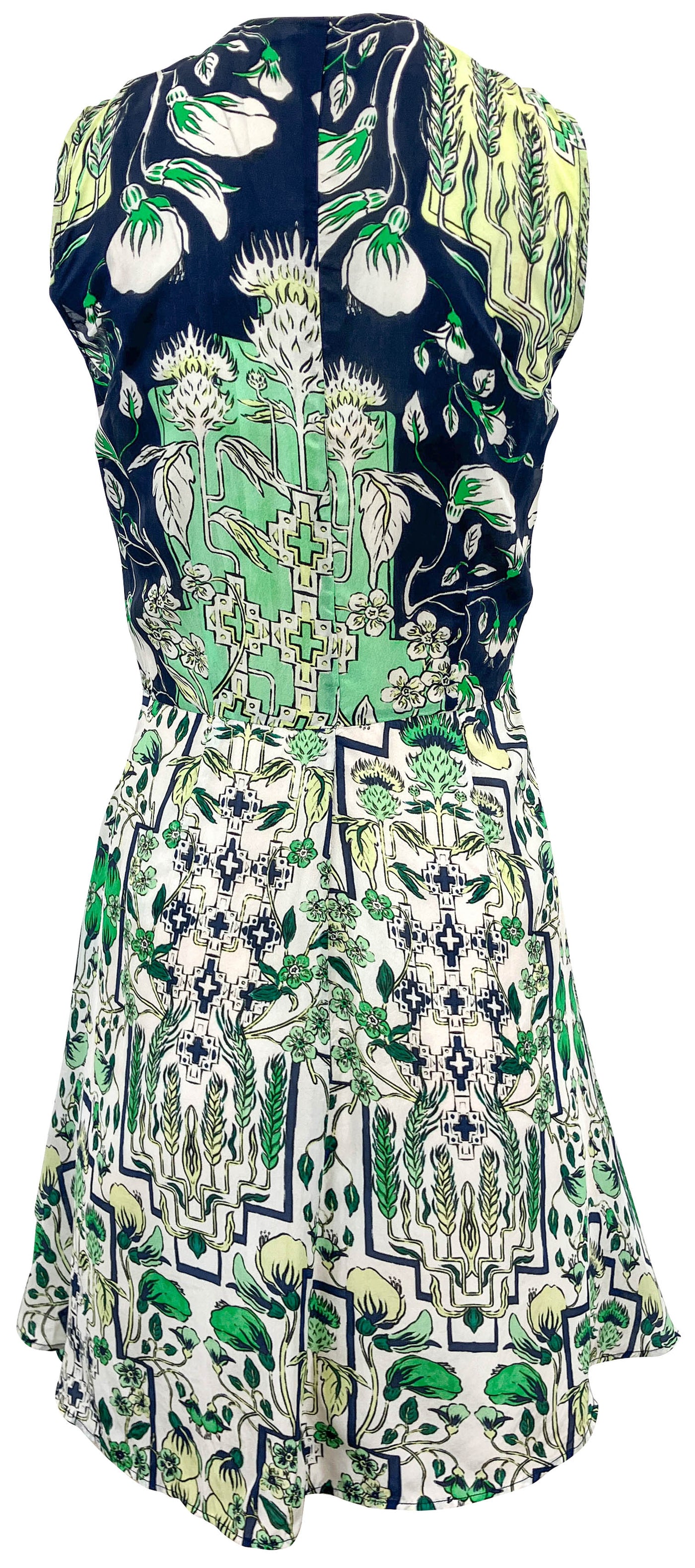 Maria Cher. Sleeveless Silk Mini Dress in Navy and Green - Discounts on Maria Cher. at UAL