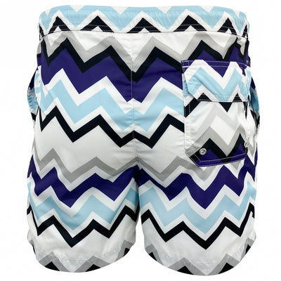 Missoni ZigZag Print Swim Shorts in White/Multicolor - Discounts on Missoni at UAL