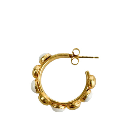 Sylvia Toledano Mini Hoop Earrings in White/Gold - Discounts on Sylvia Toledano at UAL