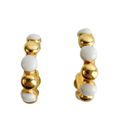 Sylvia Toledano Mini Hoop Earrings in White/Gold - Discounts on Sylvia Toledano at UAL
