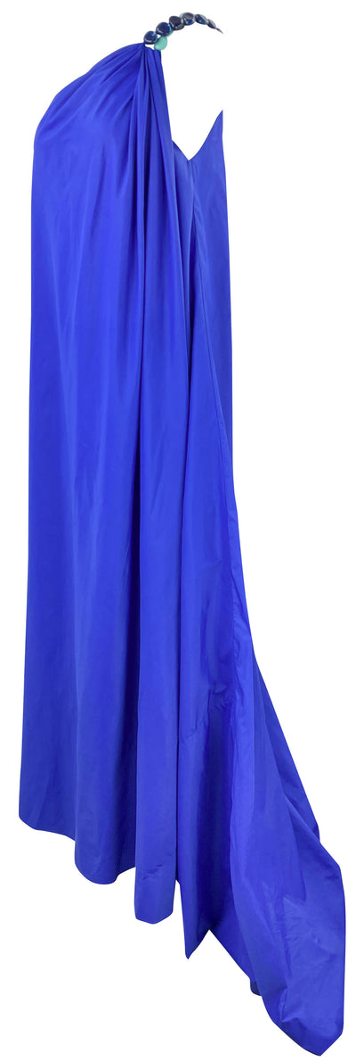 Staud Mason One-Shoulder Embellished Gown in Cobalt - Discounts on Staud at UAL