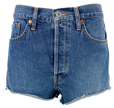 RE/DONE 70s High Rise Denim Shorts in High Tide - Discounts on RE/DONE at UAL