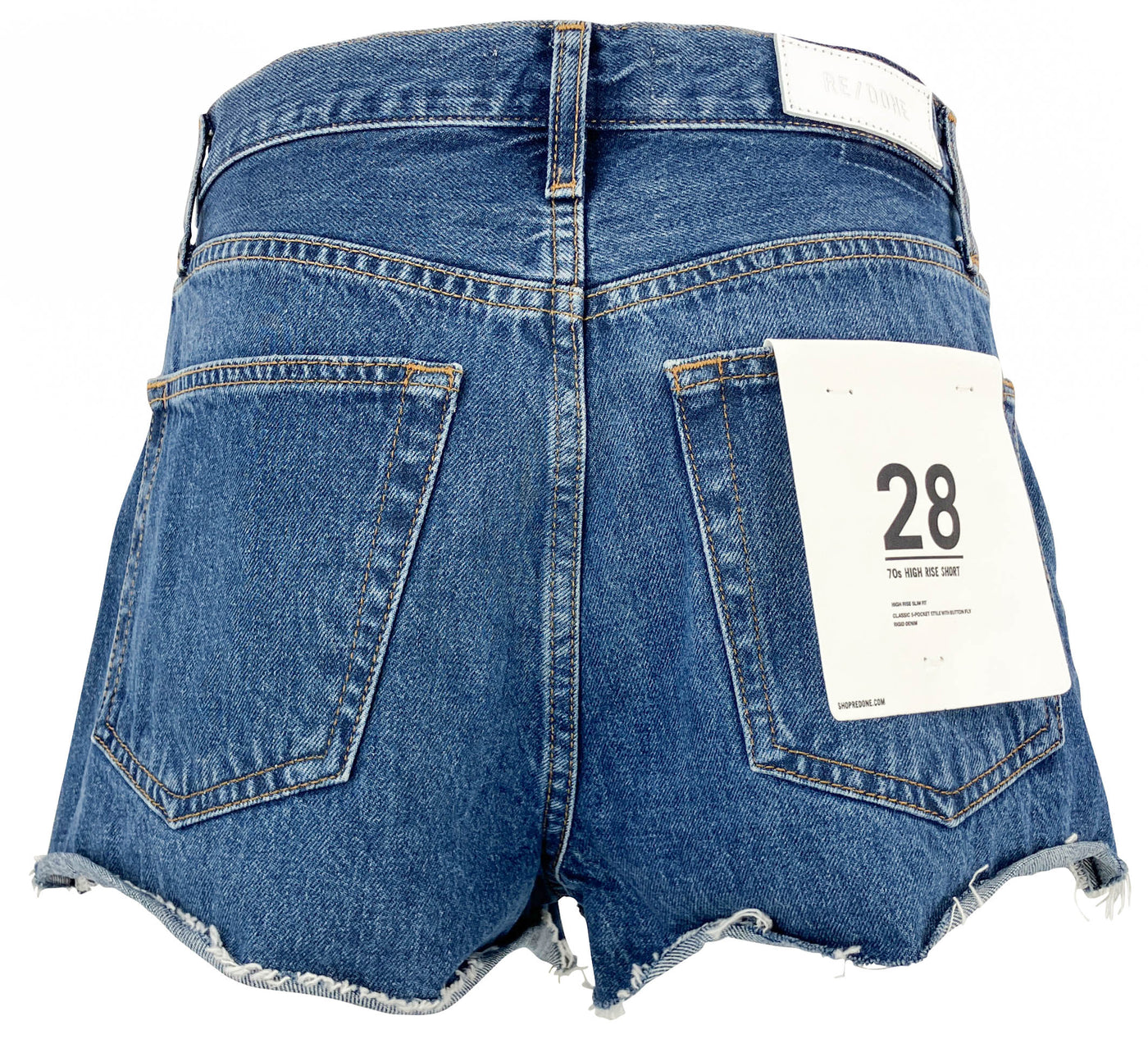 RE/DONE 70s High Rise Denim Shorts in High Tide - Discounts on RE/DONE at UAL