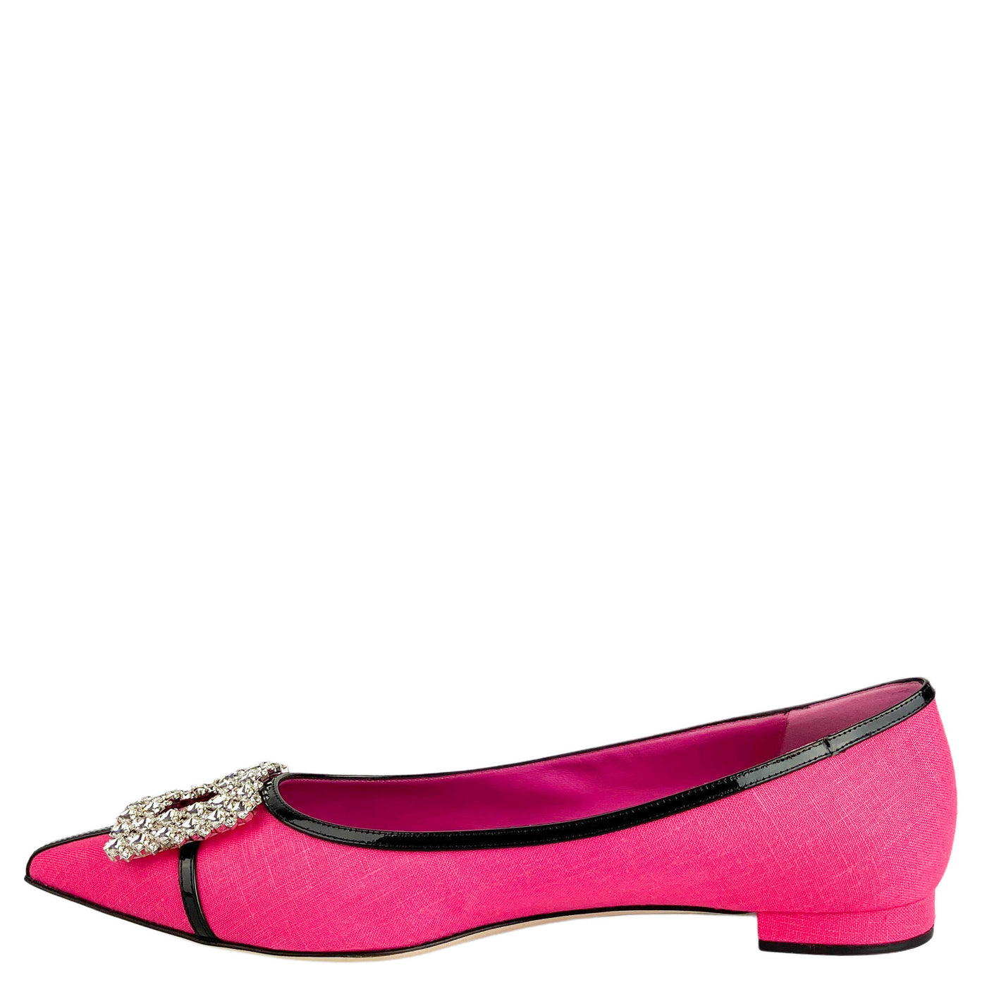 Manolo Blahnik Tuberian Flats in Pink and Black - Discounts on Manolo Blahnik at UAL