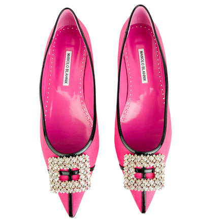 Manolo Blahnik Tuberian Flats in Pink and Black - Discounts on Manolo Blahnik at UAL