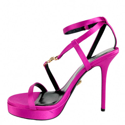 Versace Satin Heels in Waterlily - Discounts on Versace at UAL