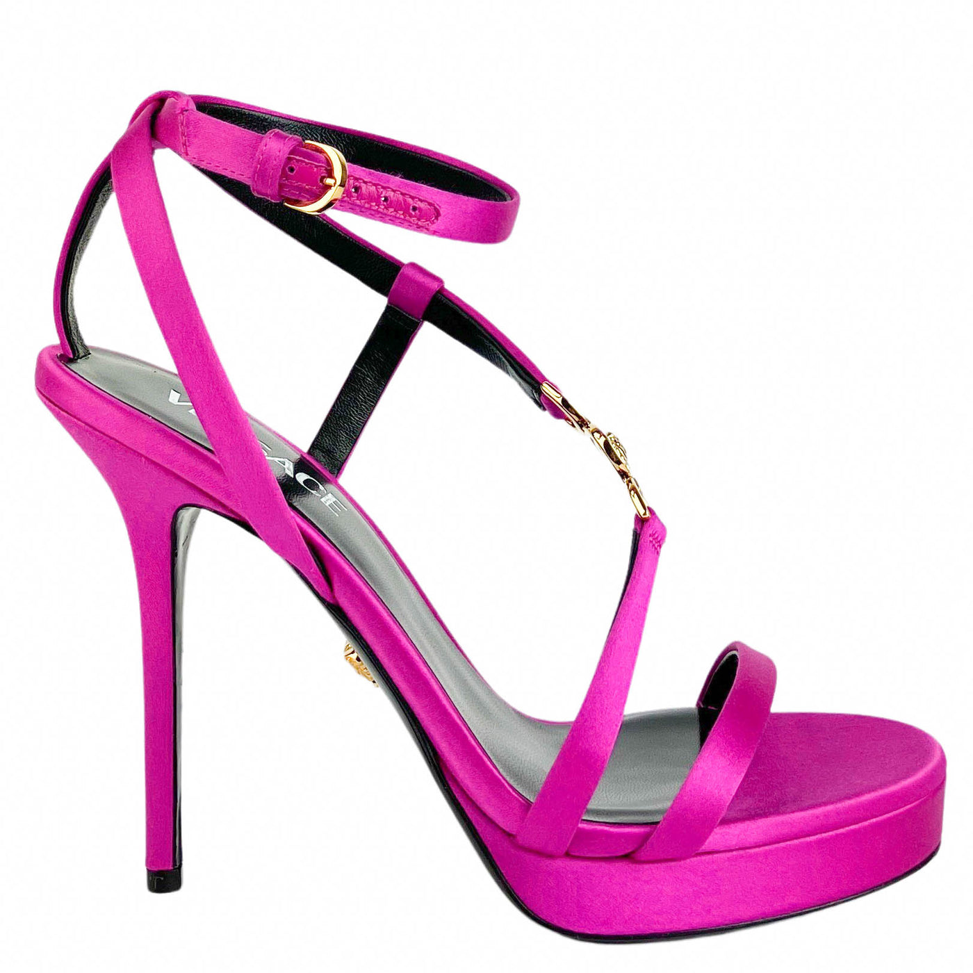 Versace Satin Heels in Waterlily - Discounts on Versace at UAL