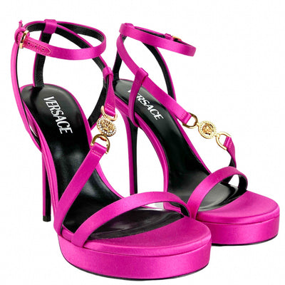 Versace Satin Heels in Waterlily - Discounts on Versace at UAL