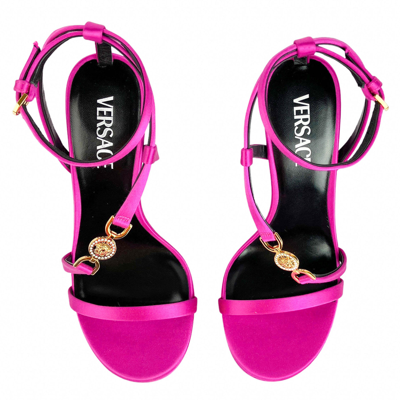 Versace Satin Heels in Waterlily - Discounts on Versace at UAL