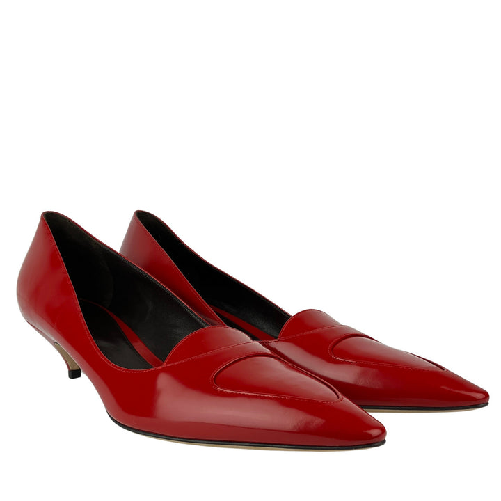 The Row Viv Kitten Heels in Scarlet