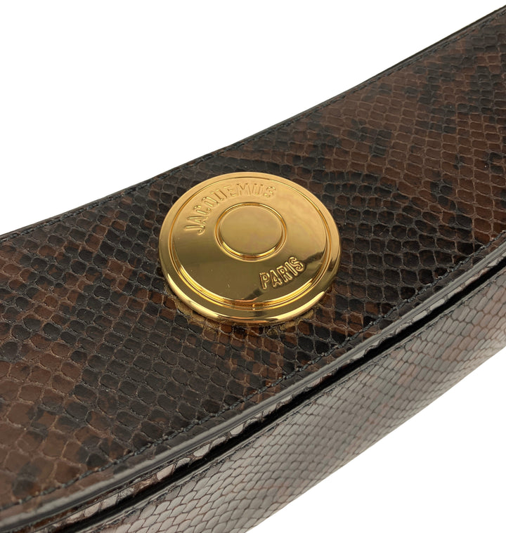 Jacquemus Ovalo Purse in Dark Brown Python - Discounts on Jacquemus at UAL