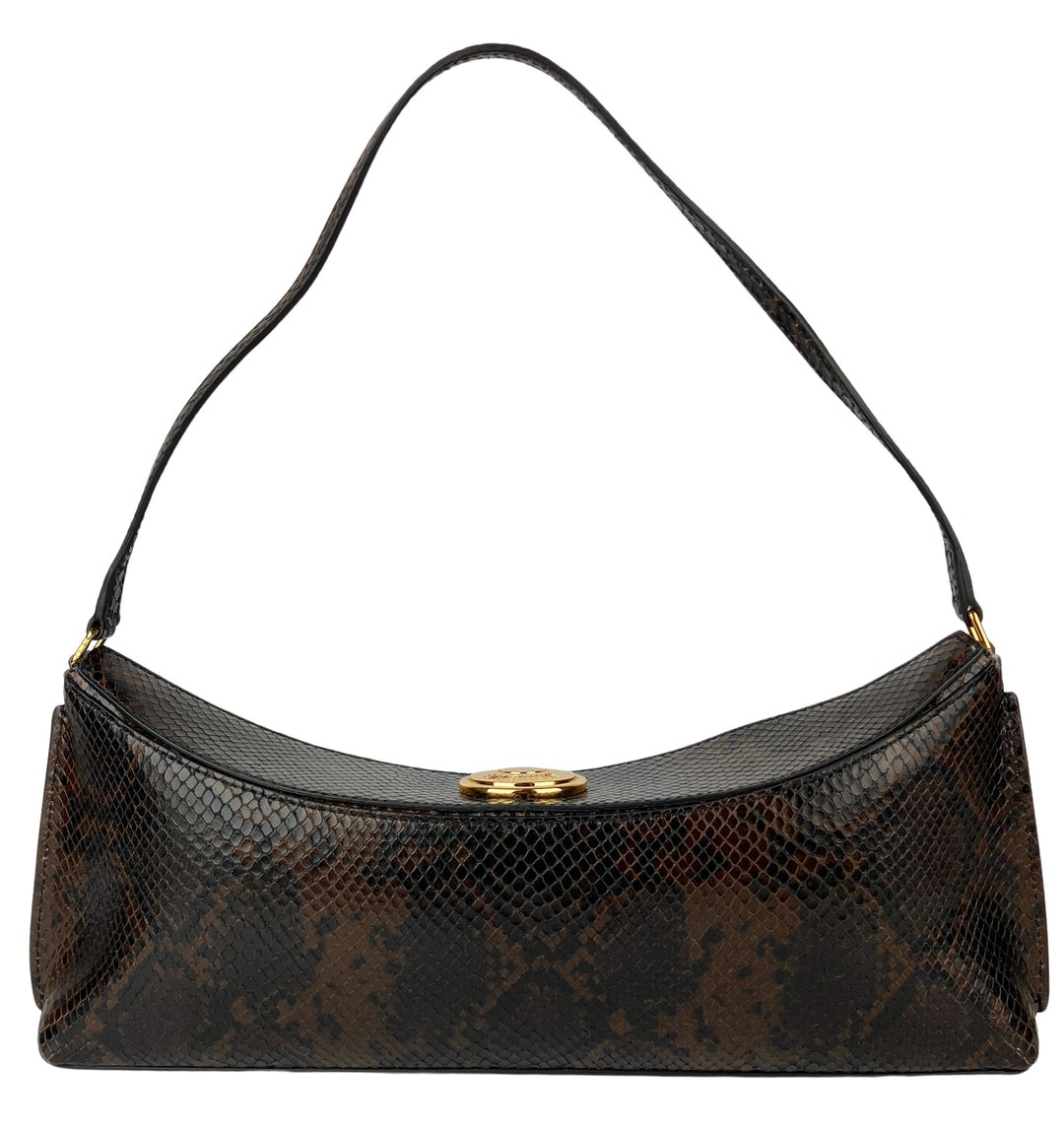 Jacquemus Ovalo Purse in Dark Brown Python - Discounts on Jacquemus at UAL