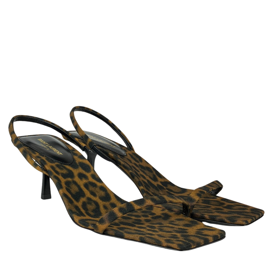 Saint Laurent Jaspe Slingback Sandals in Leopard - Discounts on Saint Laurent at UAL