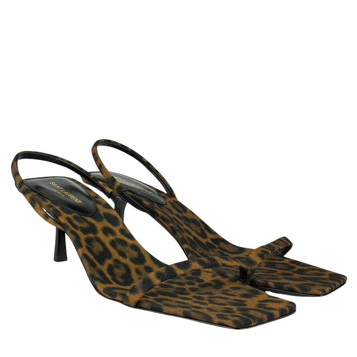 Saint Laurent Jaspe Slingback Sandals in Leopard - Discounts on Saint Laurent at UAL