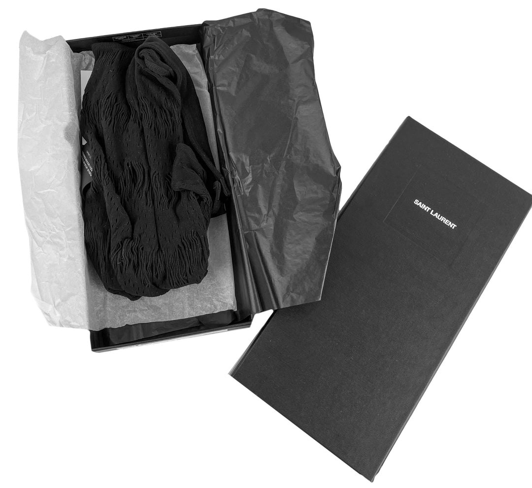 Saint Laurent Ladder-Knit Crewneck Bodysuit in Noir - Discounts on Saint Laurent at UAL
