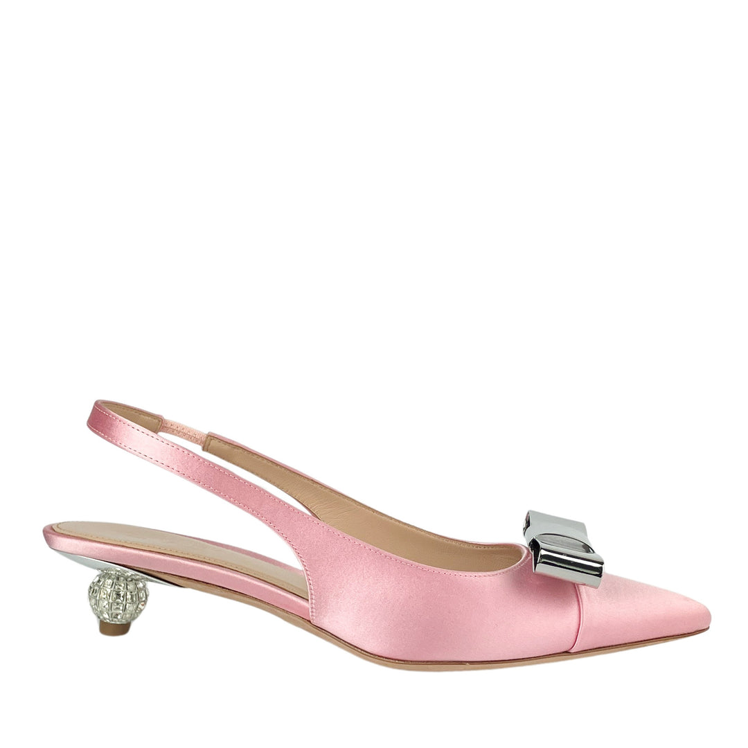 Giambattista Valli Slingback Heels with Metal Bow Detail in Light Pink - Discounts on Giambattista Valli at UAL