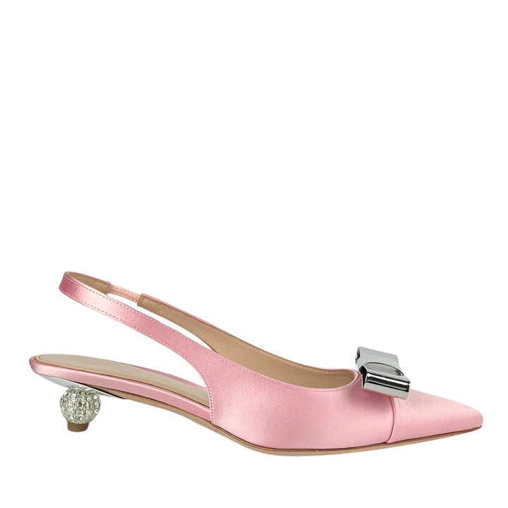 Giambattista Valli Slingback Heels with Metal Bow Detail in Light Pink - Discounts on Giambattista Valli at UAL