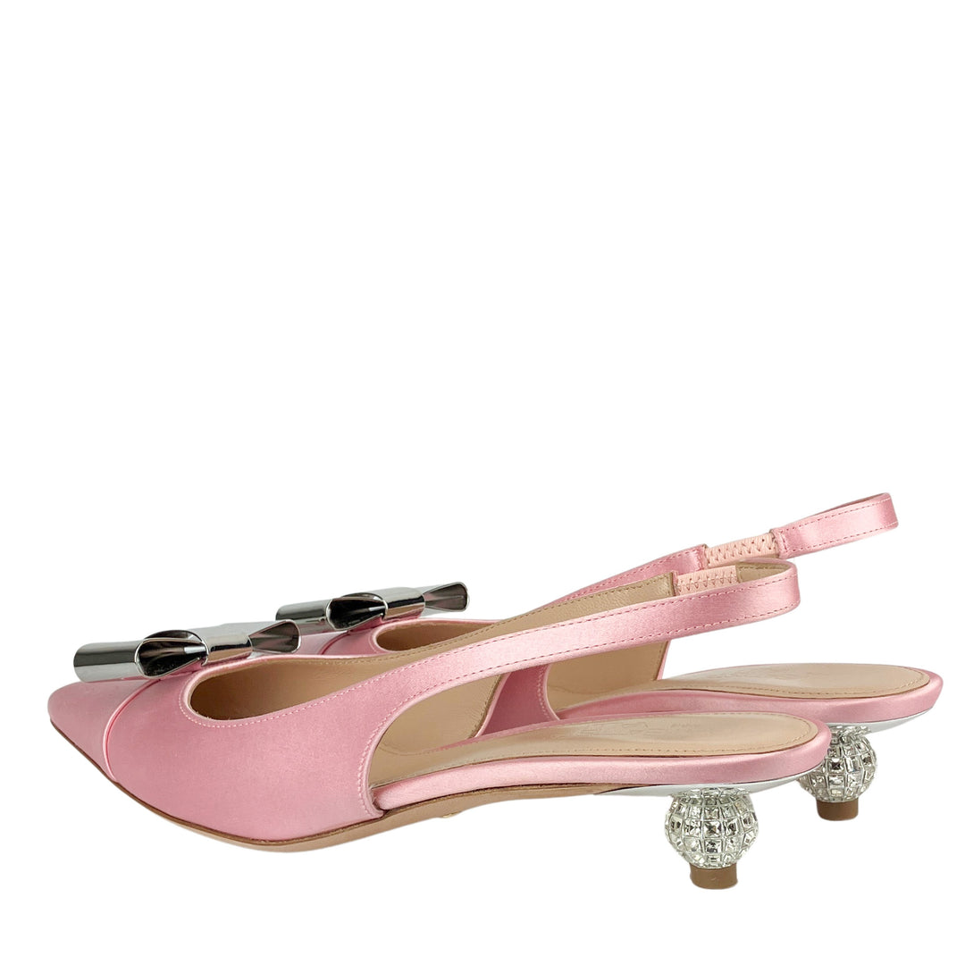 Giambattista Valli Slingback Heels with Metal Bow Detail in Light Pink - Discounts on Giambattista Valli at UAL