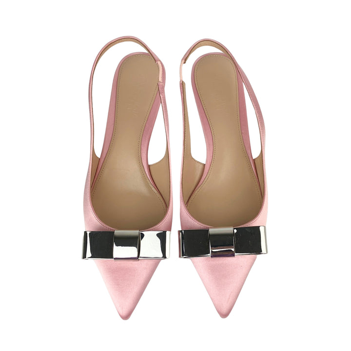 Giambattista Valli Slingback Heels with Metal Bow Detail in Light Pink - Discounts on Giambattista Valli at UAL