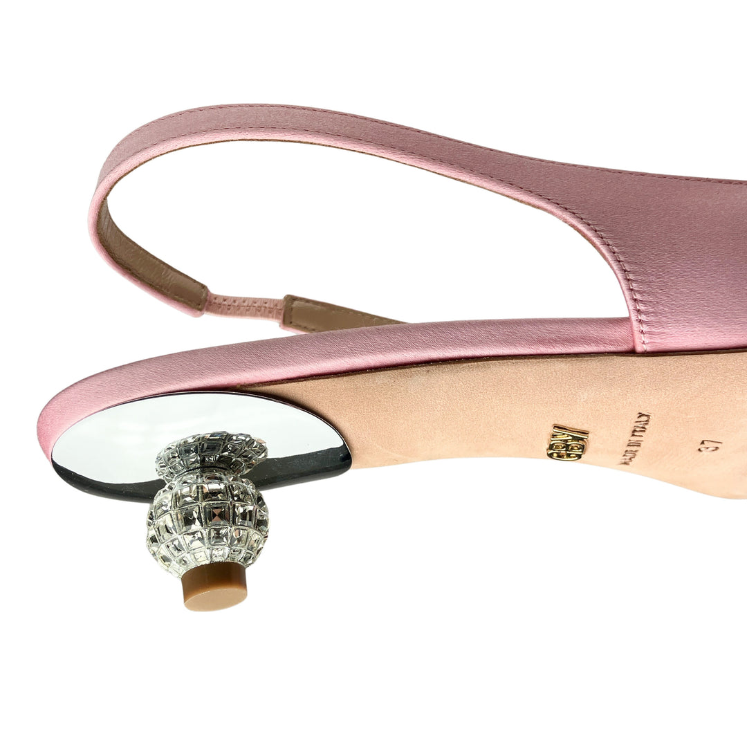 Giambattista Valli Slingback Heels with Metal Bow Detail in Light Pink - Discounts on Giambattista Valli at UAL