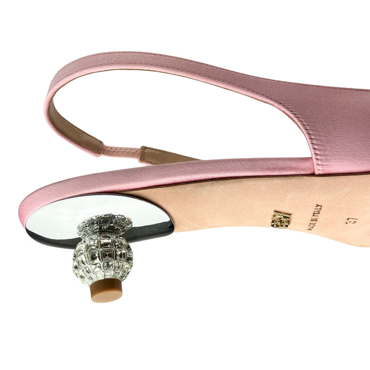 Giambattista Valli Slingback Heels with Metal Bow Detail in Light Pink - Discounts on Giambattista Valli at UAL