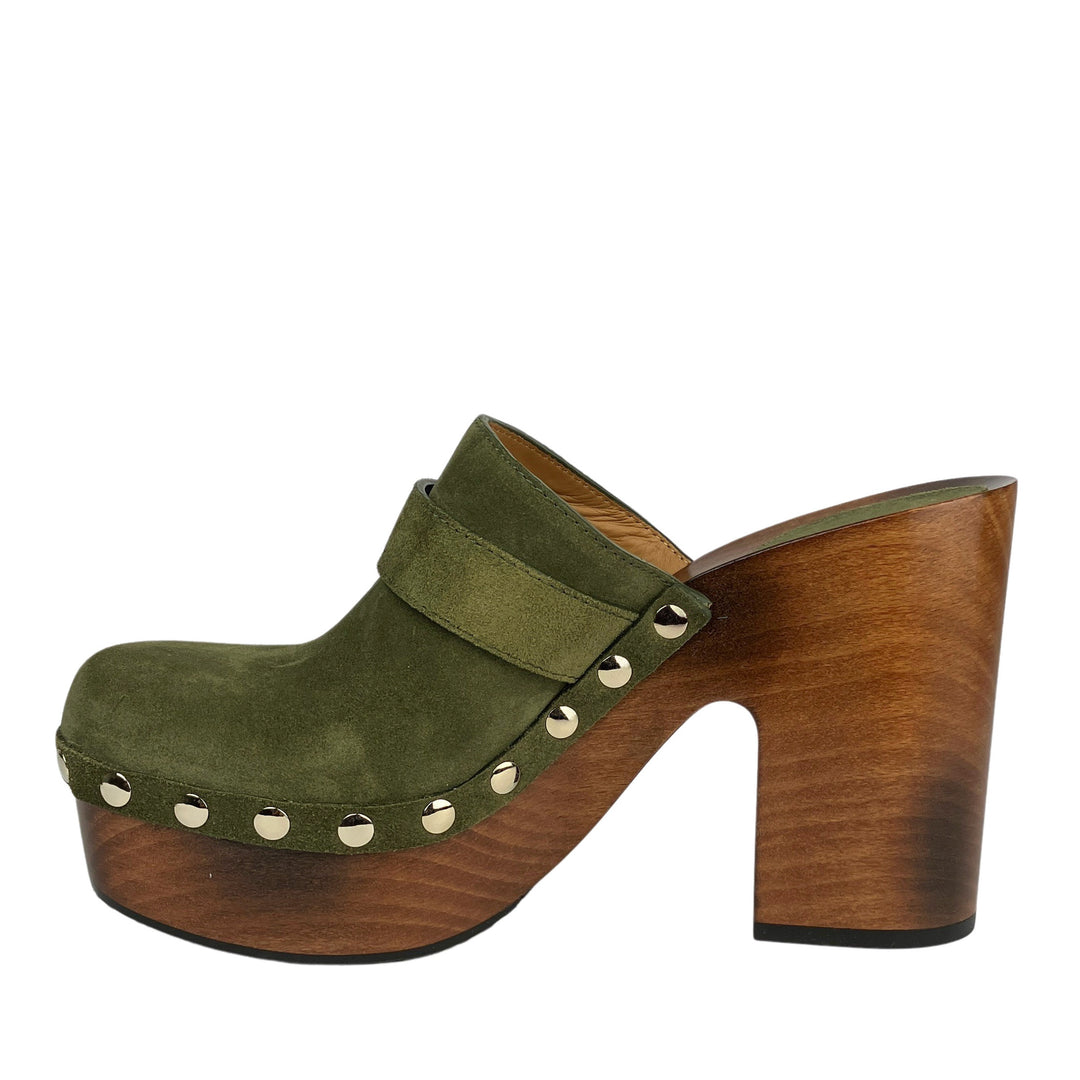 Gucci Suede Platform Clogs in Luscious Green