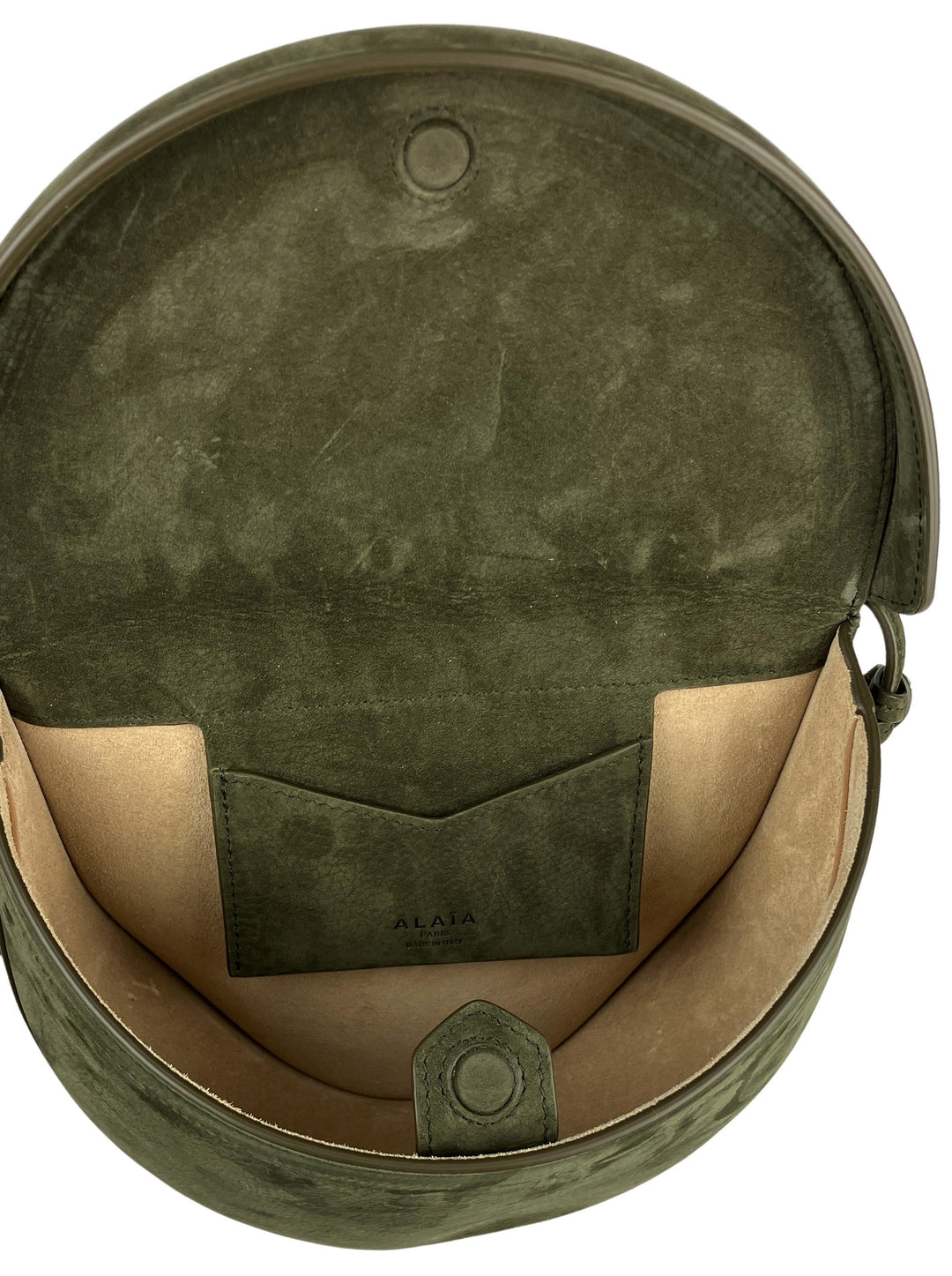 Alaïa Suede Hip Bag in Dark Khaki