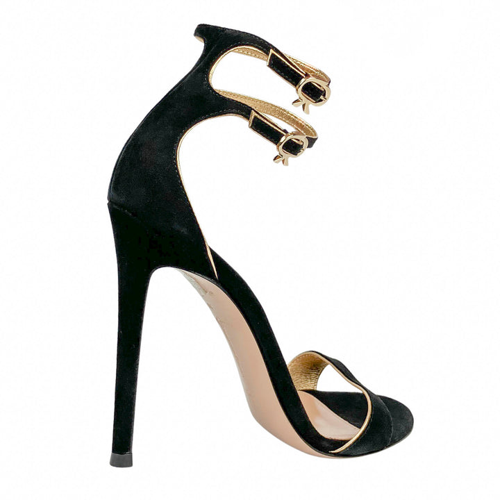Gianvito Rossi Victorine Suede Heels in Black/Gold