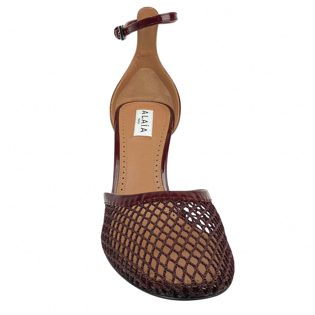 Alaïa Fishnet Patent Leather Pumps in Rouge
