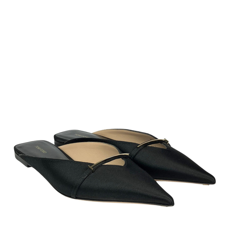 Tom Ford Satin Julianne Mules in Black