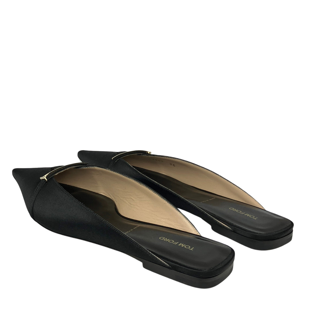 Tom Ford Satin Julianne Mules in Black
