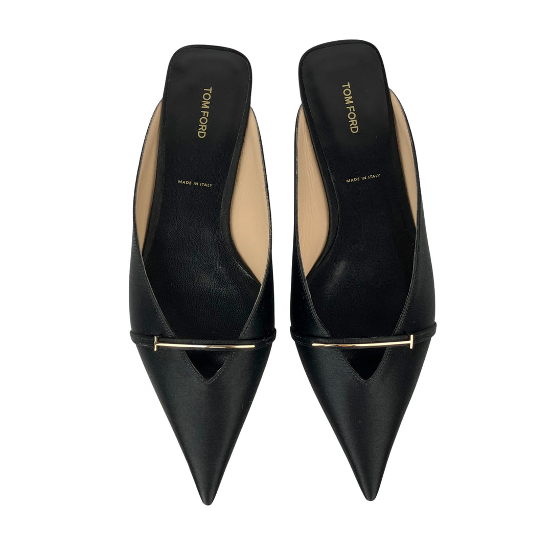 Tom Ford Satin Julianne Mules in Black