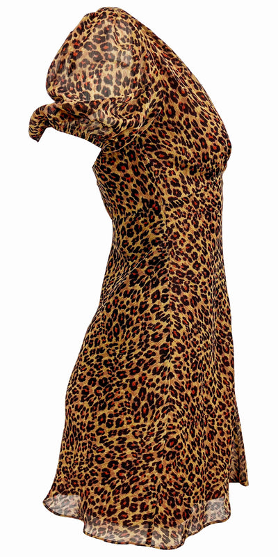 Staud Short Sleeve Mini Dress in Leopard Print - Discounts on Staud at UAL