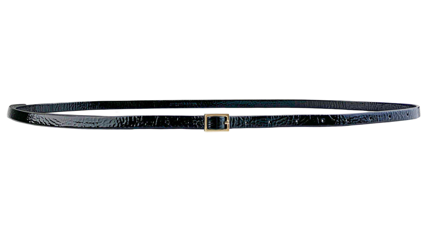 Dries Van Noten Skinny Patent Leather Belt in Black - Discounts on Dries Van Noten at UAL