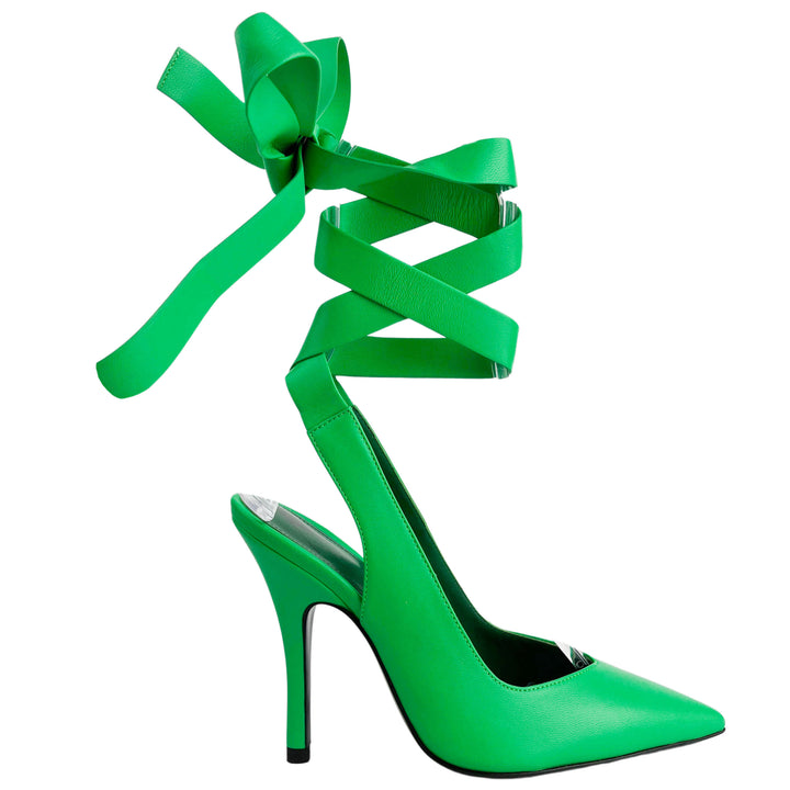 The Attico Venus Ribbon Slingbacks in Apple Green - Discounts on The Attico at UAL