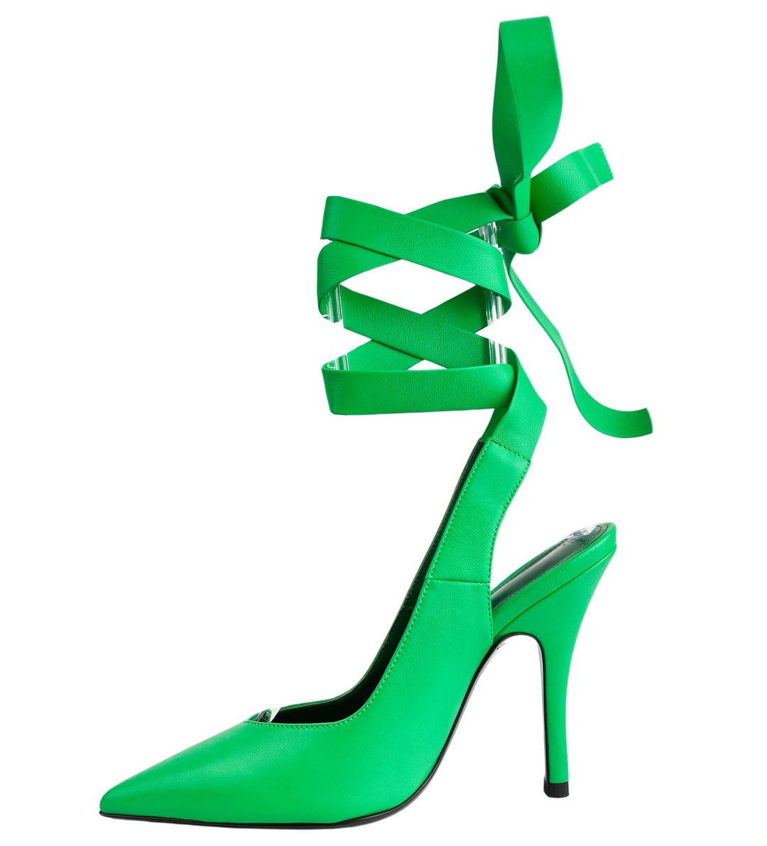 The Attico Venus Ribbon Slingbacks in Apple Green - Discounts on The Attico at UAL