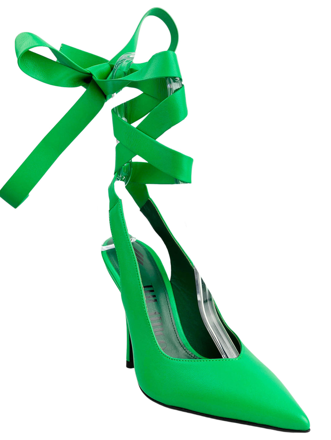 The Attico Venus Ribbon Slingbacks in Apple Green - Discounts on The Attico at UAL