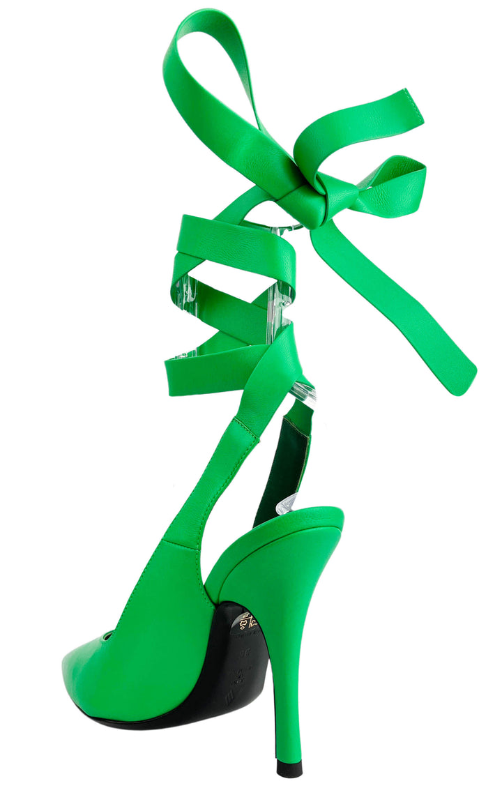 The Attico Venus Ribbon Slingbacks in Apple Green - Discounts on The Attico at UAL