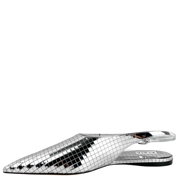 Alaïa Art Deco Flat Slingbacks in Silver Mirror Ball - Discounts on ALAÏA at UAL