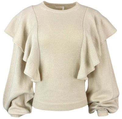 Chloé Ruffle Sweater in White Powder - Discounts on Chloé at UAL