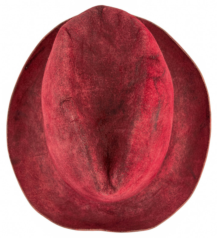 Reinhard Plank Textured Fedora Hat in Maroon Multi - Discounts on Reinhard Plank at UAL