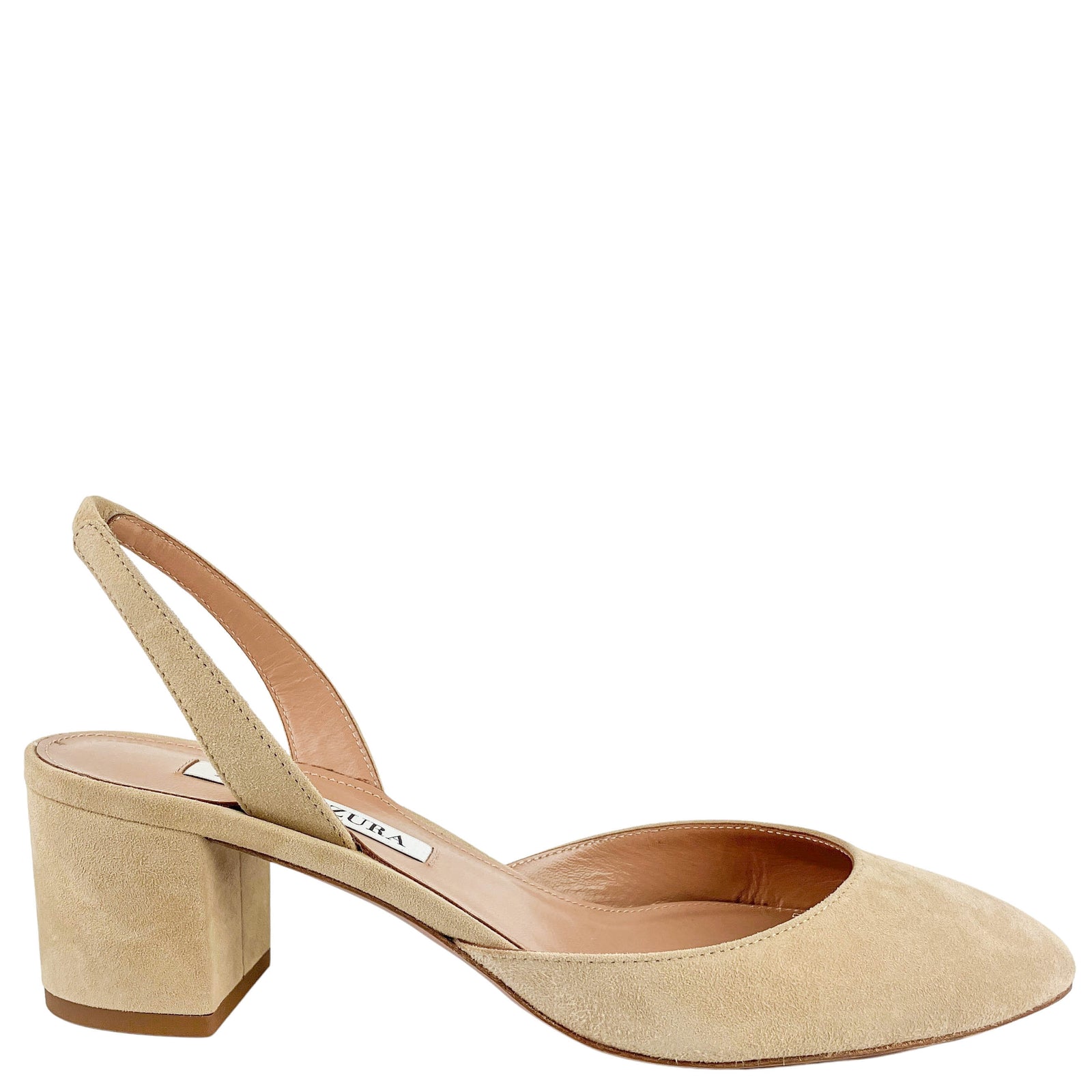 Aquazzura Talita 50 Suede Pumps in Nude - Discounts on Aquazzura at UAL