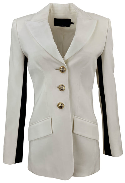 Proenza Schouler Viscose Suiting Tuxedo Jacket in Off White Multi - Discounts on Proenza Schouler at UAL
