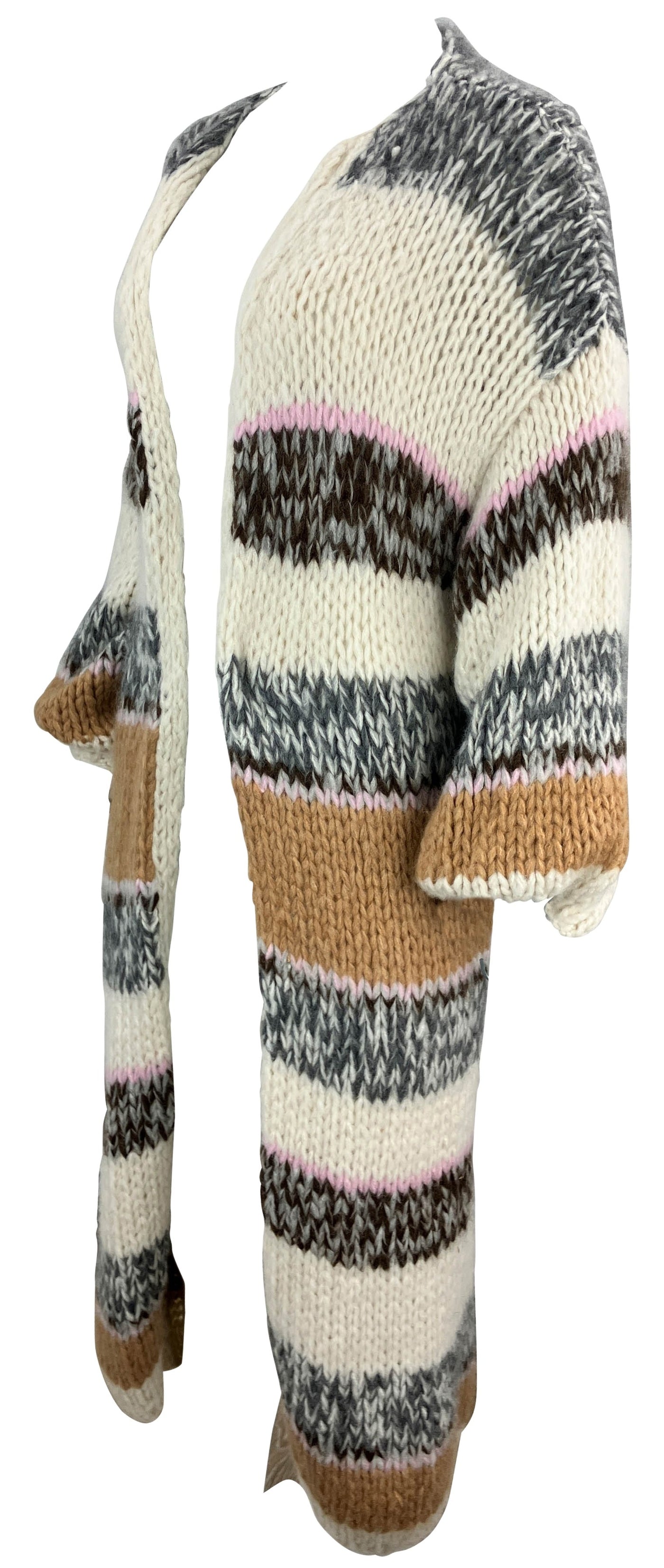 Maiami Cashmere Striped Long Coat in Multi - Discounts on Maiami at UAL
