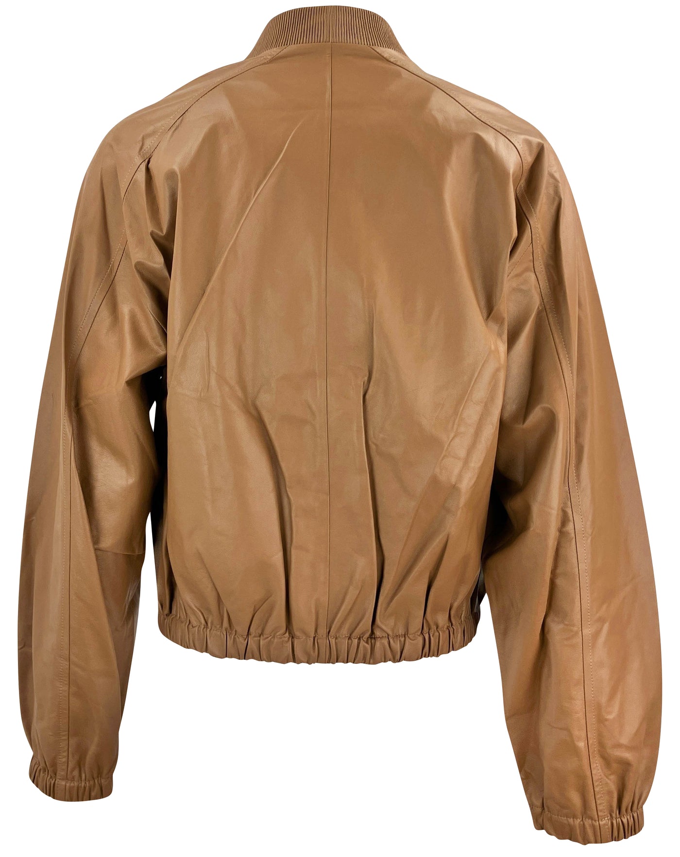Zeynep Arcay Leather Bomber Jacket in Camel - Discounts on Zeynep Arcay at UAL