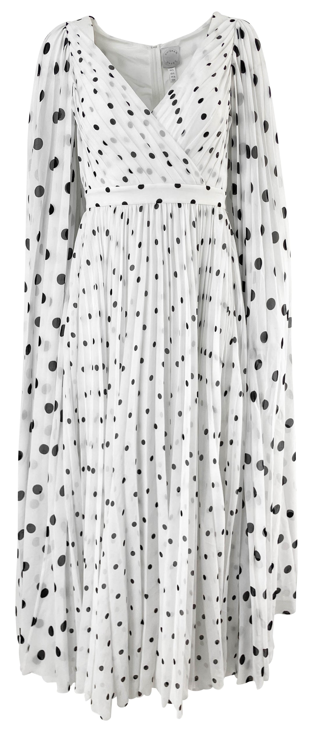 Huishan Zhang Beryl Pleated Midi Dress in White & Black - Discounts on Huishan Zhang at UAL