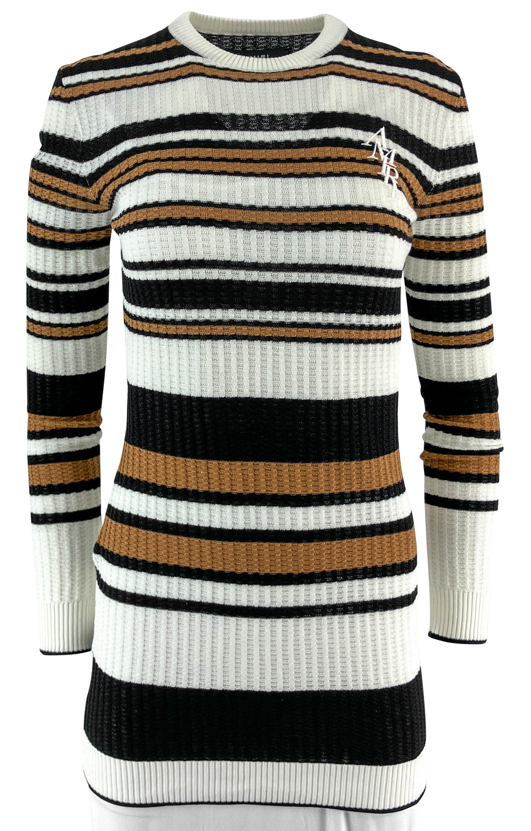 Amiri Striped Sweater Dress in Brown & Black - Discounts on Amiri at UAL