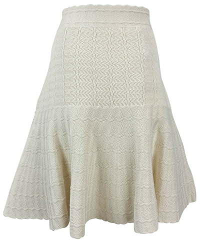 Jil Sander Zig-Zag Knit Skirt in Cream - Discounts on Jil Sander at UAL