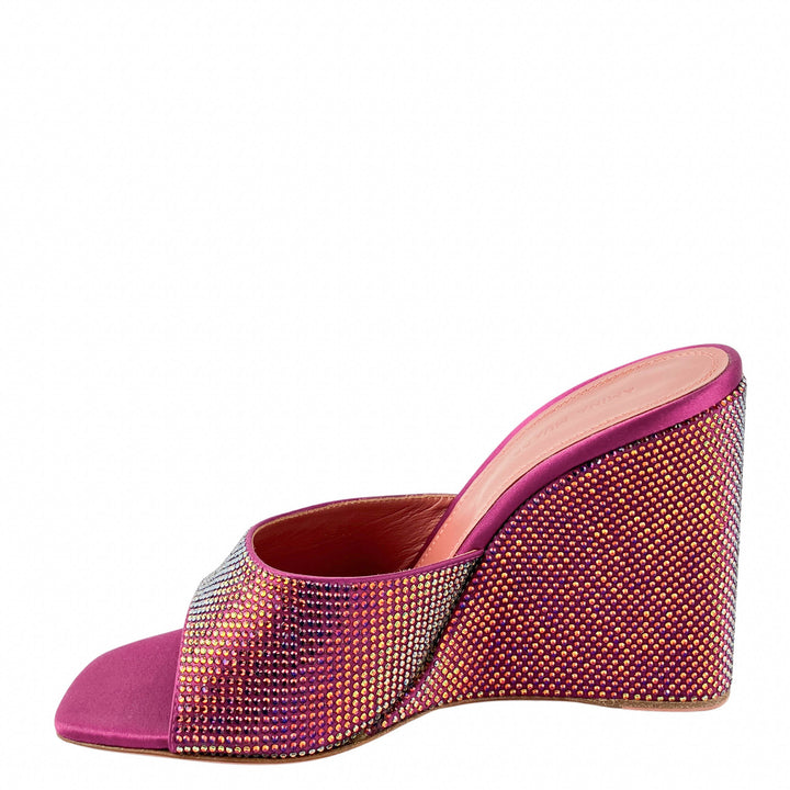 Amina Muaddi Lupita Crystal Wedges in Magenta - Discounts on Amina Muaddi at UAL
