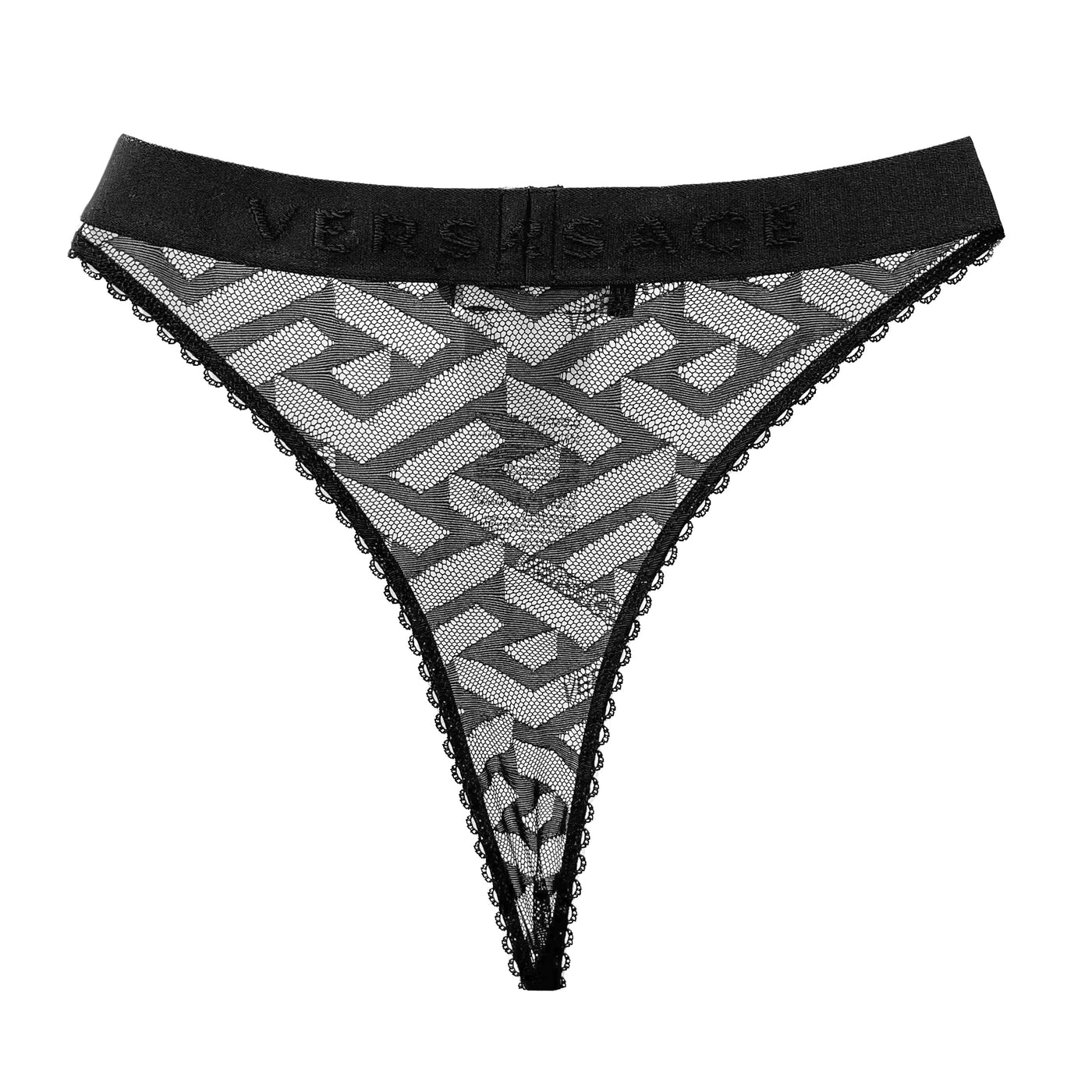 Versace La Greca Tulle Thong in Black - Discounts on Versace at UAL